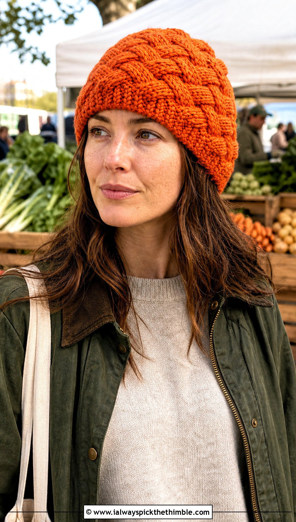 Basketweave Cable Crochet Hat With Barn Jacket - 25 crochet cable hat outfit ideas