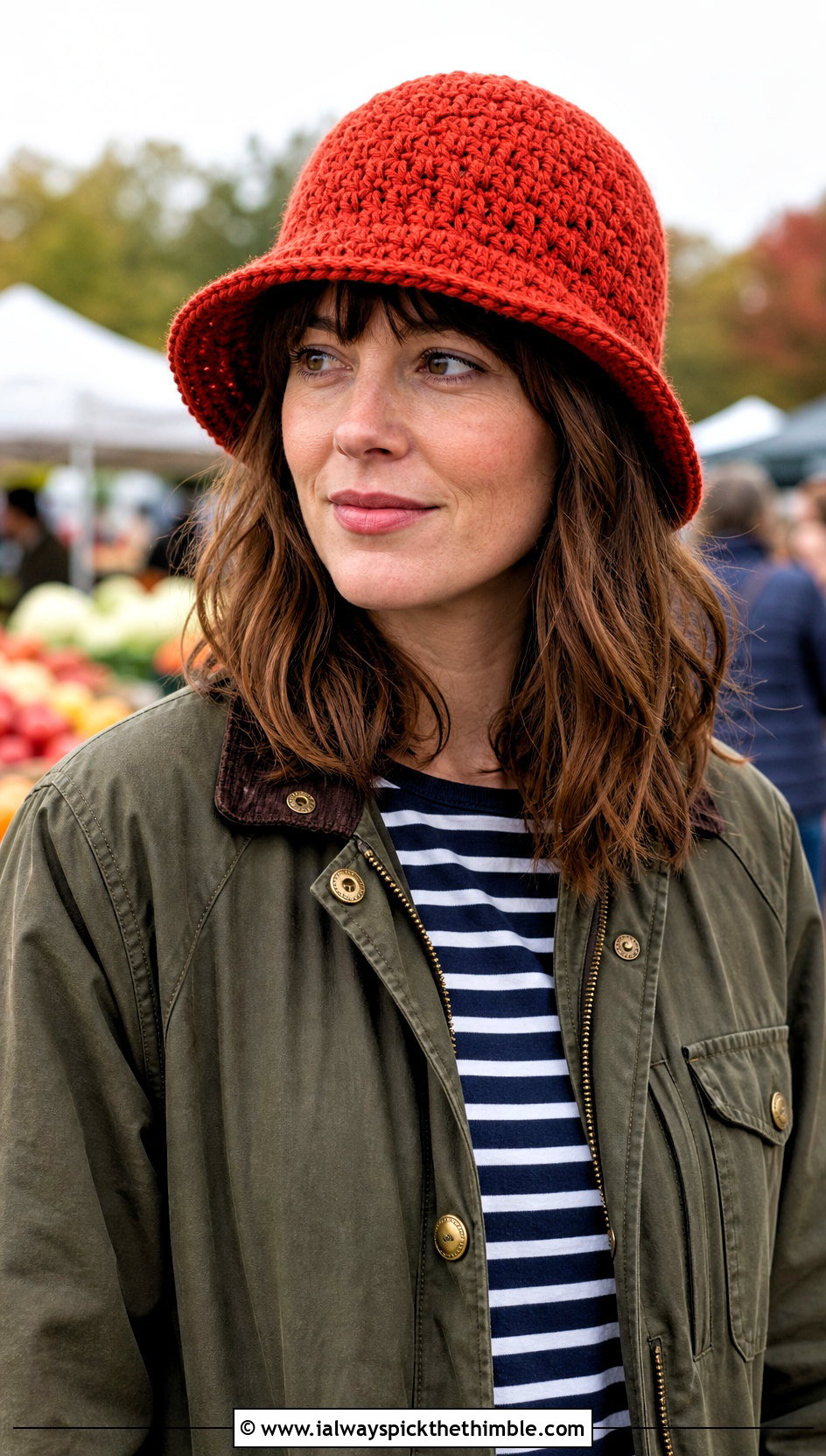 Basketweave Crochet Cloche Hat With Barn Jacket And Corduroy Pants - 20 Cloche Crochet Hat outfit ideas