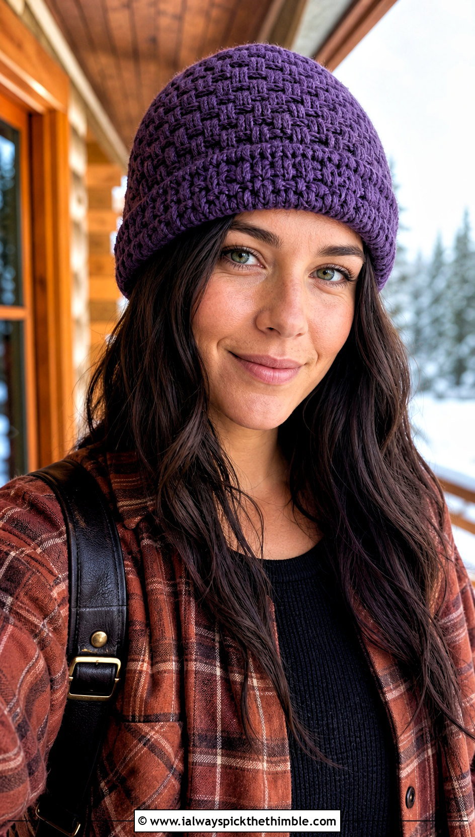 Basketweave Crochet Fisherman Beanie With Overshirt - 25 crochet fisherman beanie outfit ideas