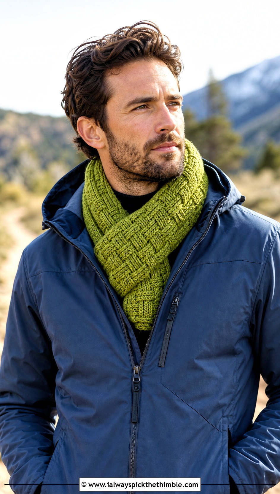 Basketweave Crochet Scarf With Technical Shell - 20 easy crochet scarf men outfit ideas