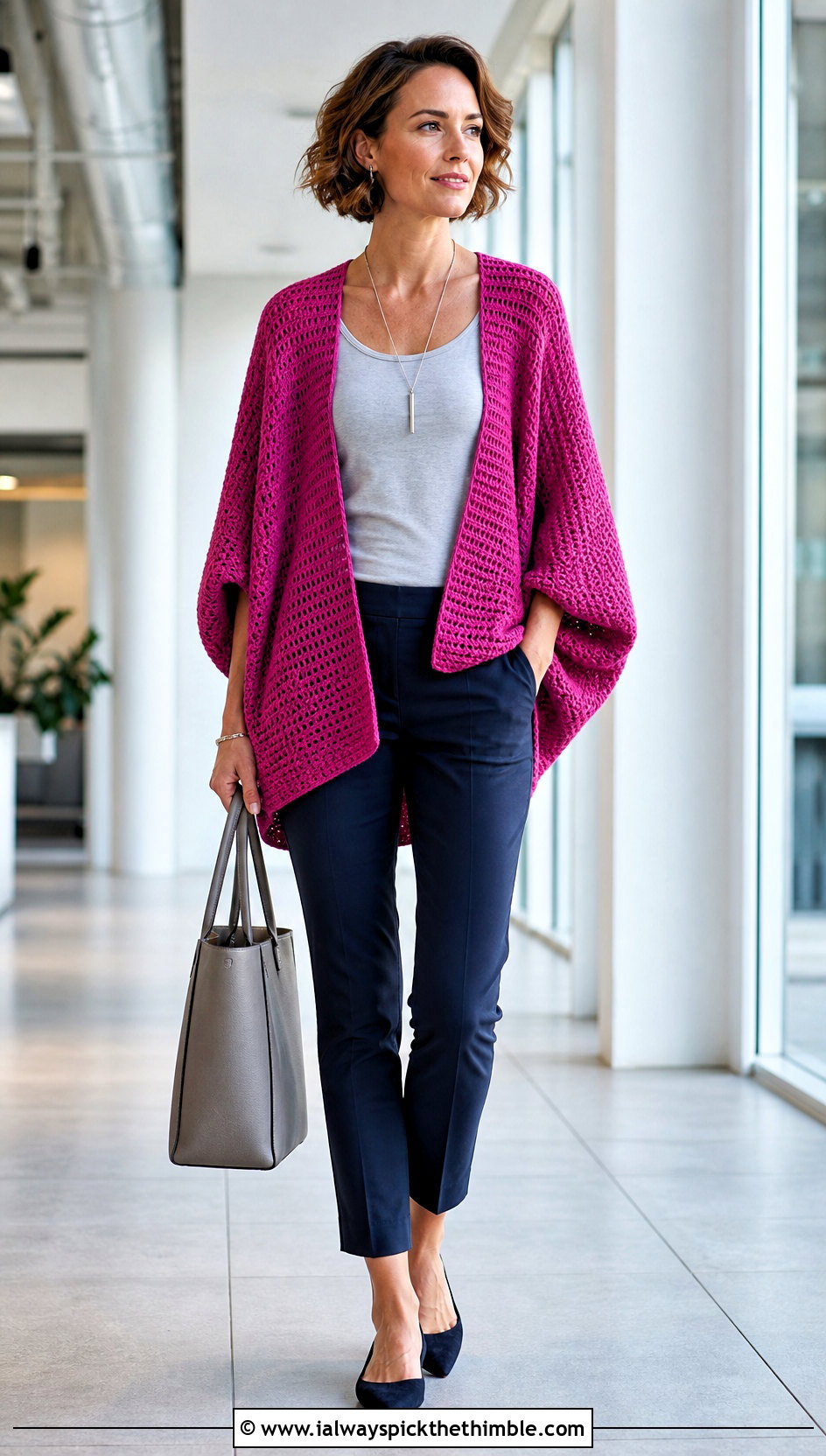 Batwing Cocoon Shrug With Tank And Cigarette Pants - 25 crochet shrug bolero outfit ideas