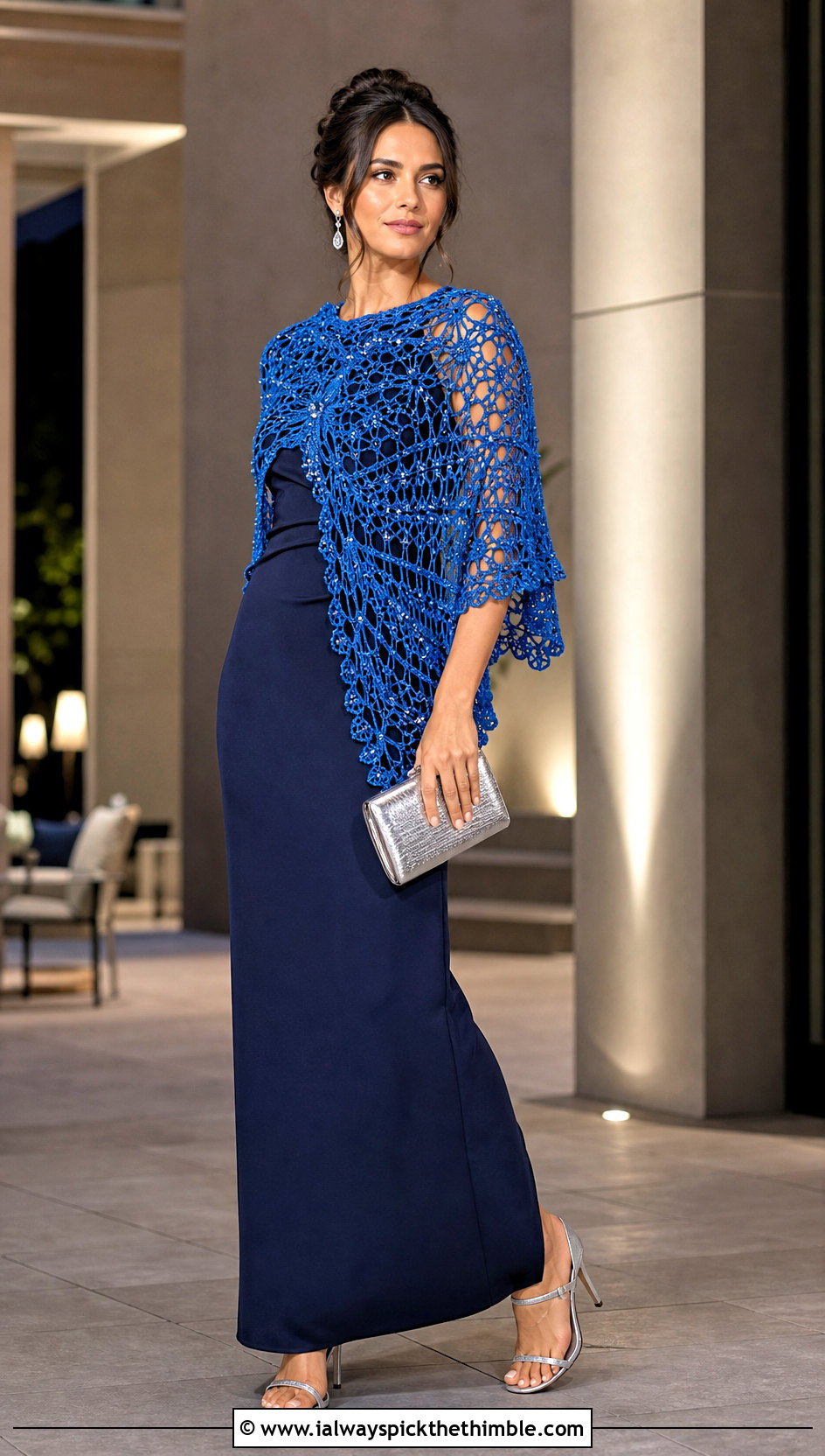 Beaded Crochet Shawl With Column Dress - 20 Crochet For Shawls And Wraps outfit ideas