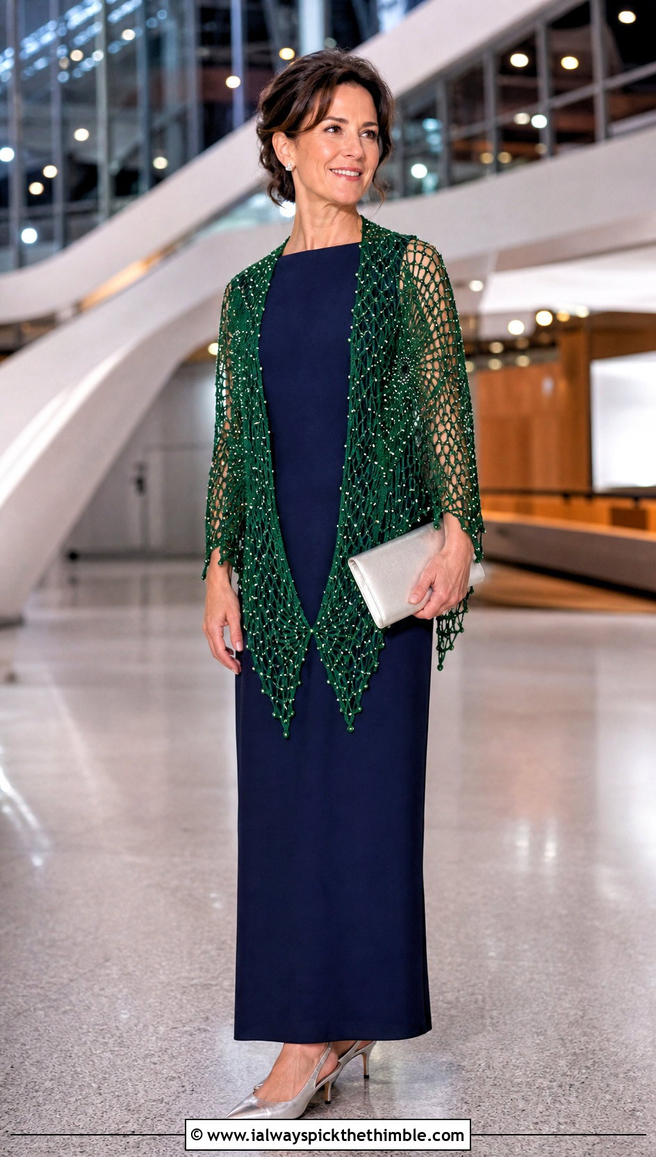 Beaded Crochet Spiderweb Shawl With Column Dress - 20 Crochet Spiderweb Shawl outfit ideas
