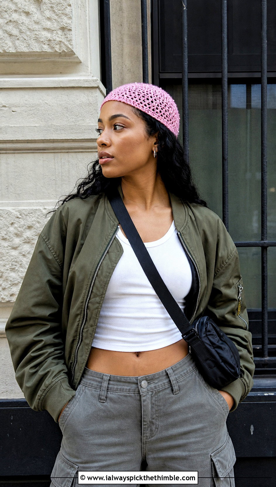 Beaded Crochet Tiny Juliet Cap With Bomber Jacket - 25 crochet tiny hat outfit ideas