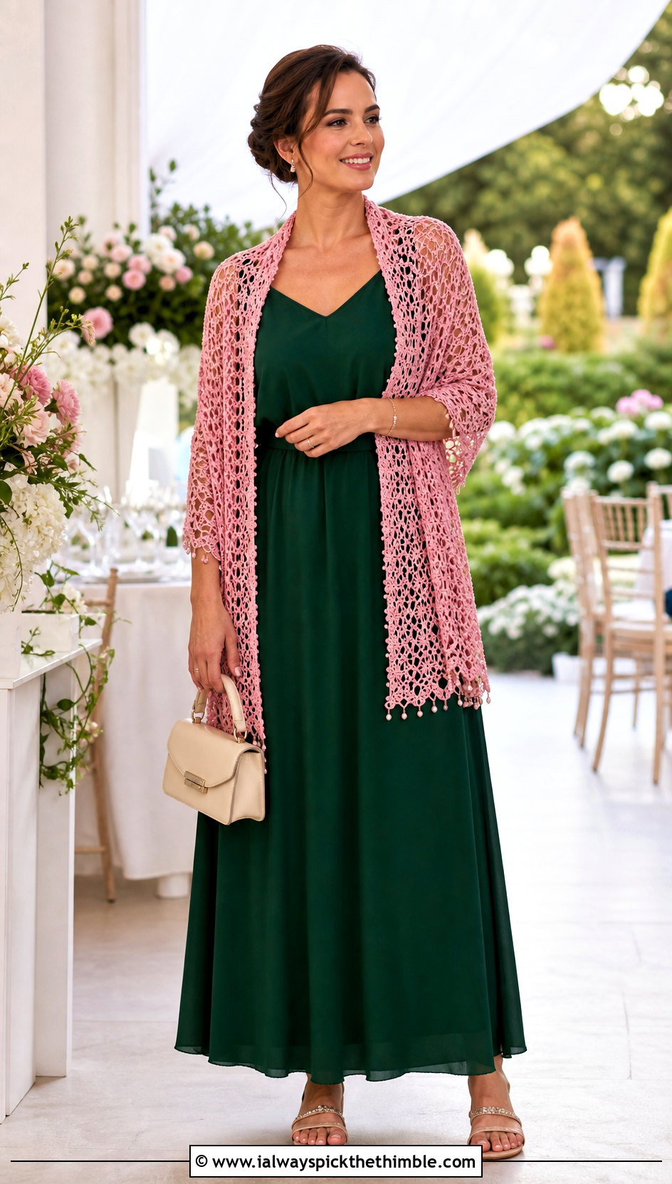 Beaded Lace Rectangle Crochet Shawl With Maxi Dress - 25 Crochet Rectangle Shawl outfit ideas