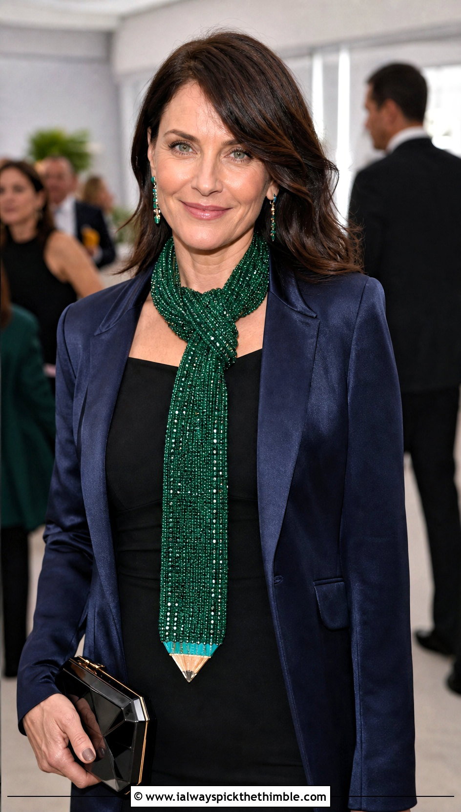 Beaded Pencil Crochet Scarf With Column Dress - 20 Pencil Crochet Scarf outfit ideas