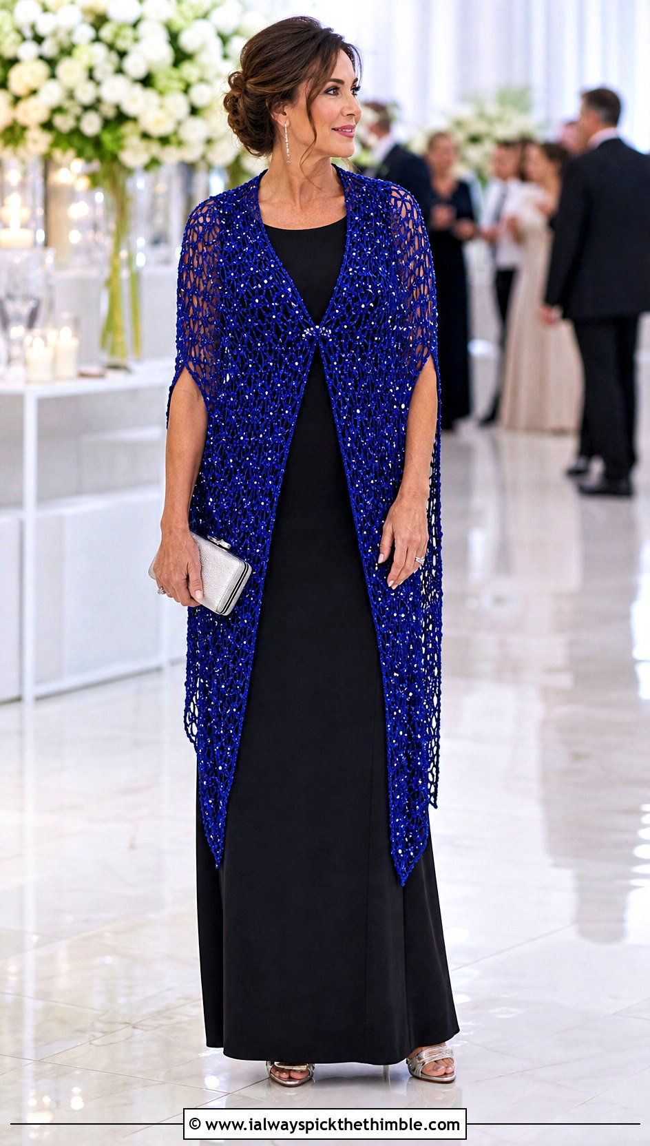 Beaded Rectangle Crochet Wrap With Evening Gown - 20 Rectangle Crochet Wrap outfit ideas