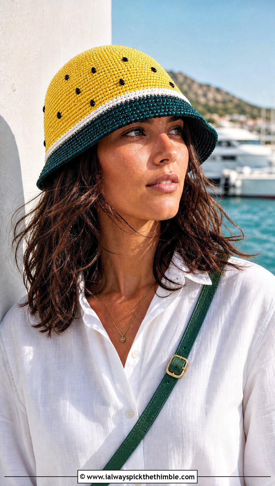Beaded Seed Crochet Watermelon Bucket Hat With Linen Set - 20 crochet watermelon bucket hat outfit ideas