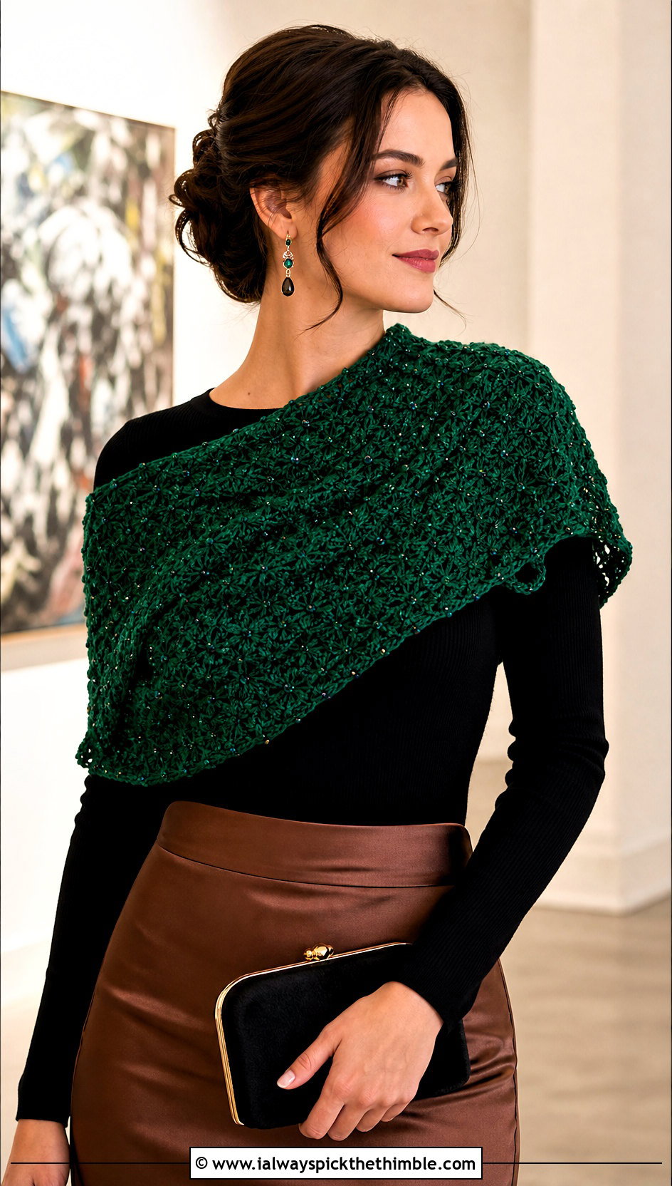 Beaded Star Stitch Scarf With Satin Skirt - 20 Crochet Star Stitch Scarf outfit ideas