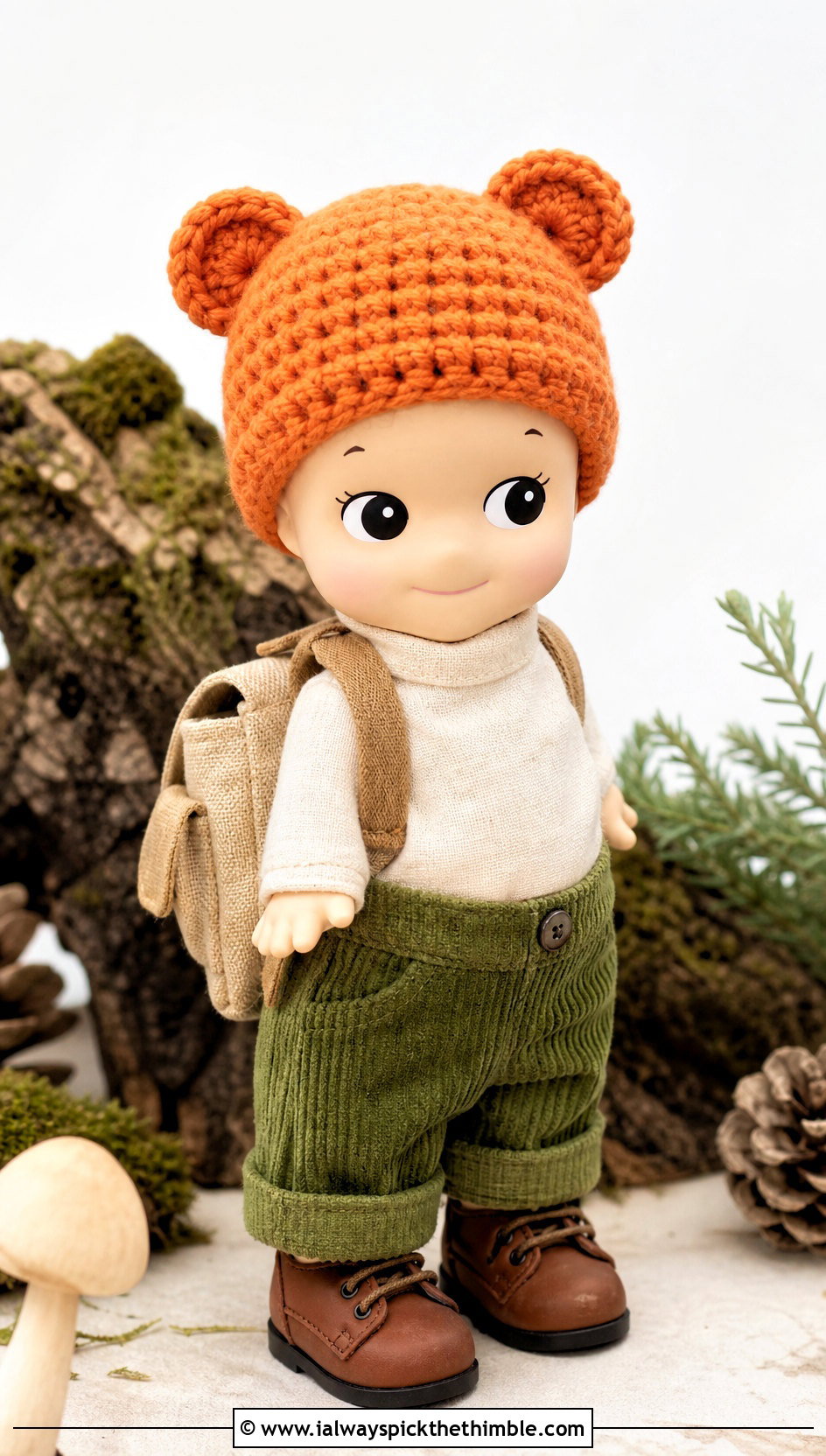 Bear Ear Beanie Sonny Angel Crochet Hat With Corduroy Outfit - 20 sonny angel crochet hat outfit ideas