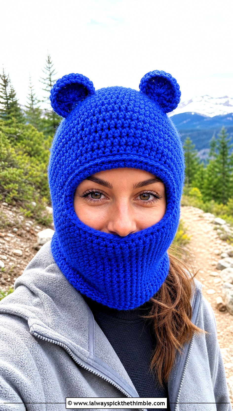 Bear Ear Crochet Balaclava With Fleece Jacket - 25 crochet balaclava outfit ideas