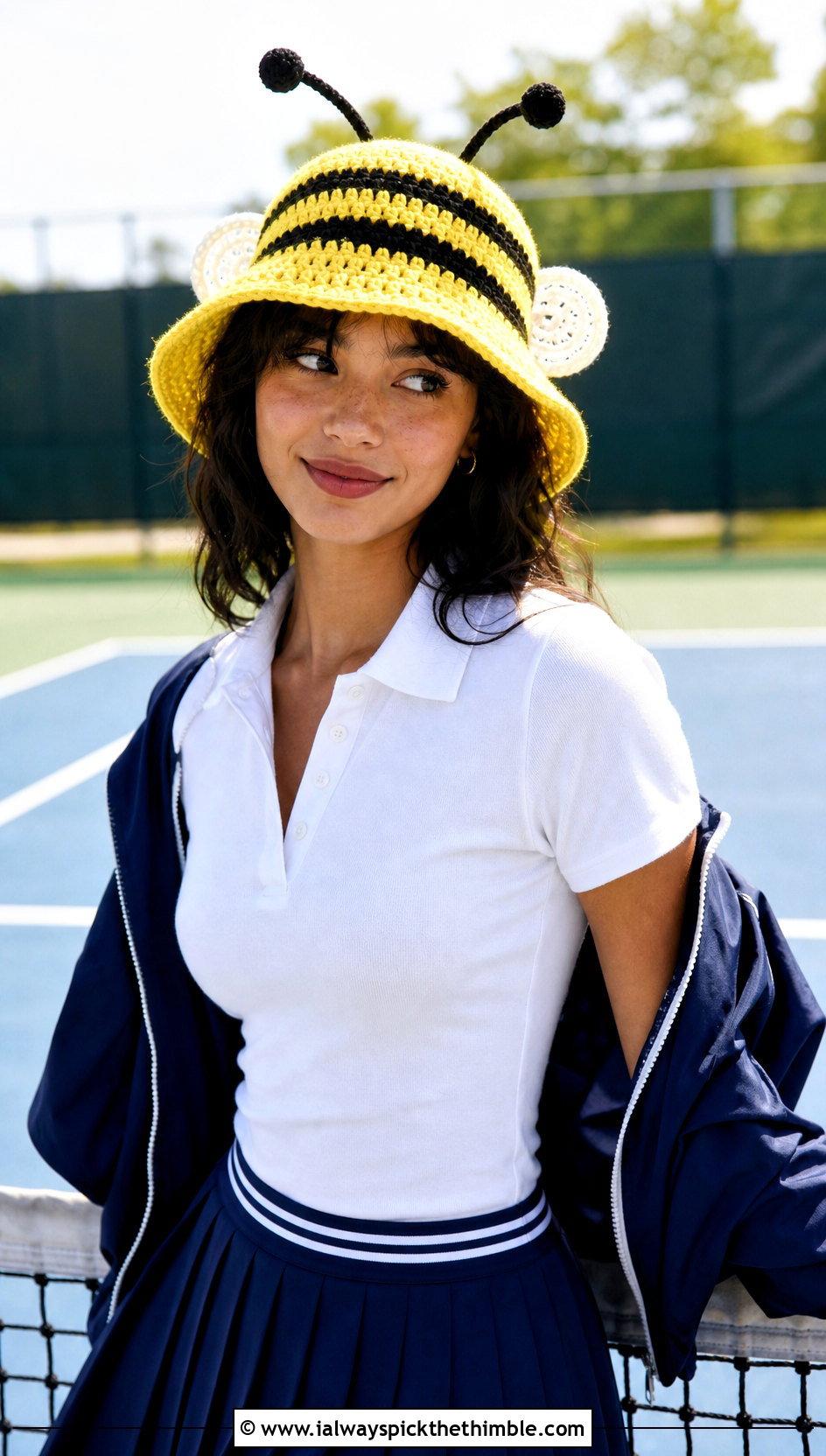Bee Antenna Crochet Bucket Hat With A Tennis Outfit - 20 crochet funny hats outfit ideas