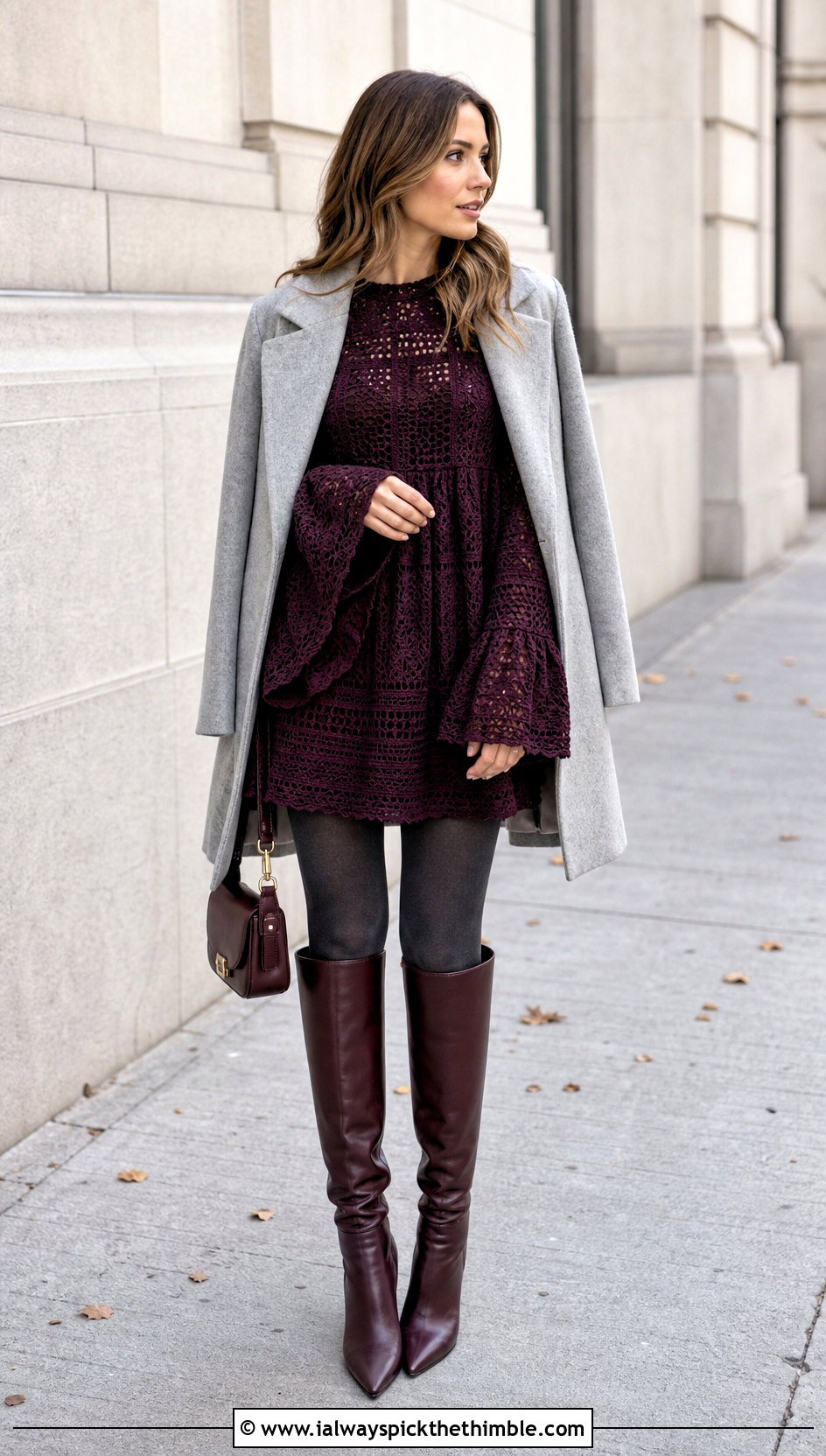 Bell Sleeve Crochet Babydoll Dress With Knee High Boots - 25 crochet babydoll dress outfit ideas