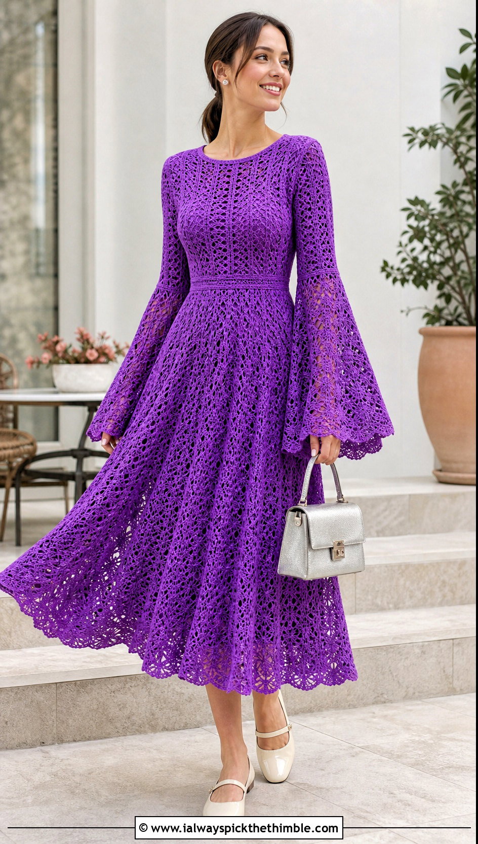 Bell Sleeve Crochet Easter Dress With Mary Jane Shoes - 20 crochet easter dress outfit ideas