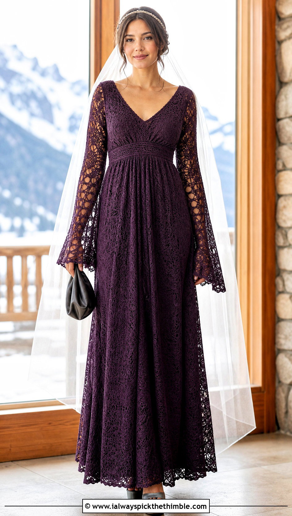 Bell Sleeve Crochet Empire Wedding Dress - 15 crochet wedding dress inspiration outfit ideas
