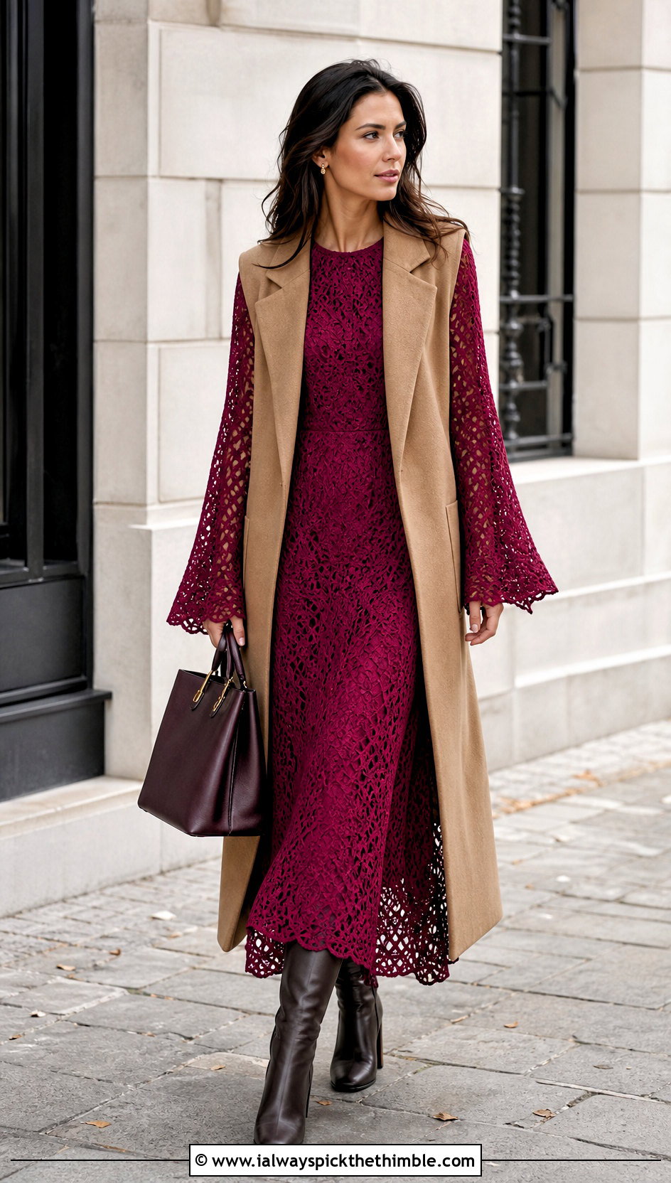 Bell Sleeve Crochet Maxi Dress With Knee High Boots - 25 Crochet Maxi Dress outfit ideas