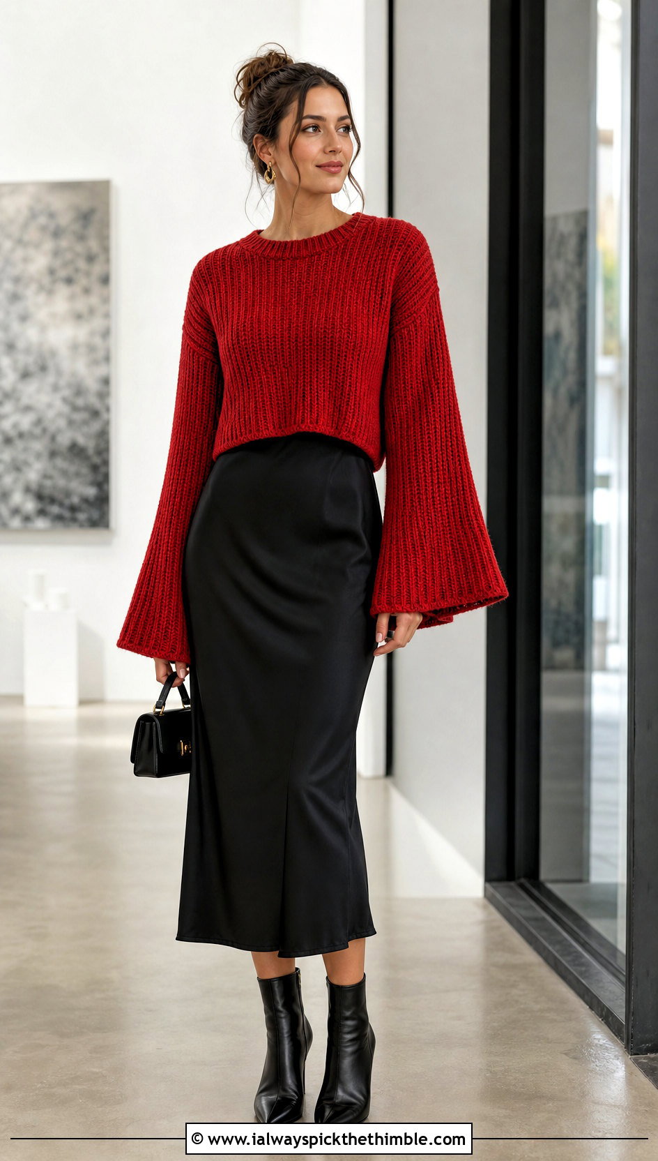 Bell Sleeve Crochet Ribbed Sweater Over A Slip Dress - 25 crochet ribbed sweater outfit ideas