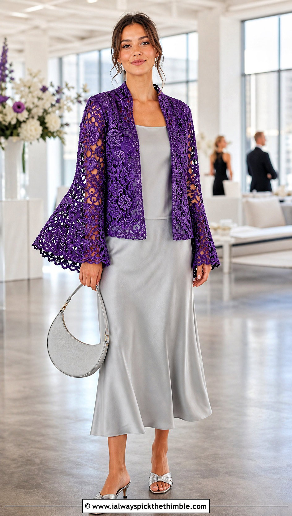 Bell Sleeve Irish Lace Jacket With Bias Cut Midi Skirt - 15 irish lace crochet jacket outfit ideas