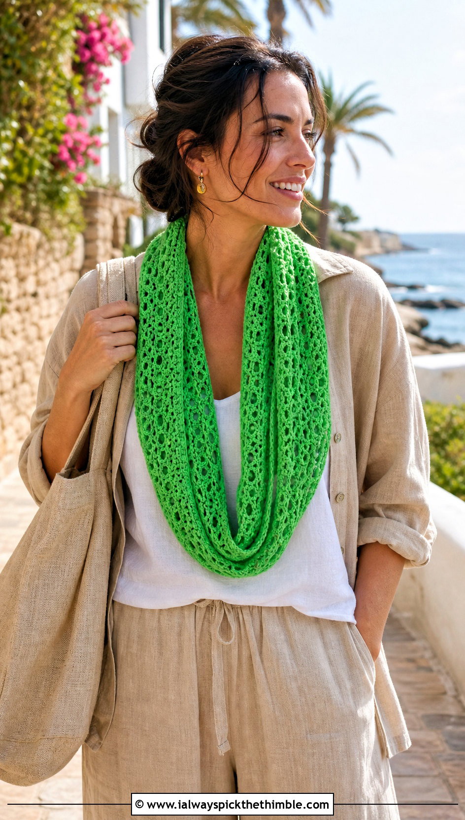 Bellflower Infinity Crochet Scarf With Linen Set - 15 bellflower infinity crochet scarf outfit ideas