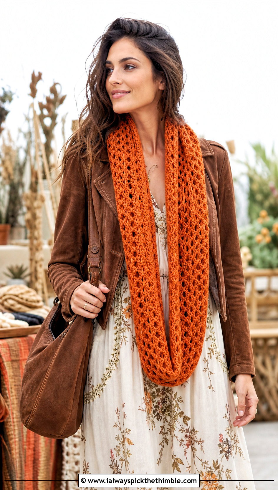 Bellflower Infinity Crochet Scarf With Maxi Dress - 15 bellflower infinity crochet scarf outfit ideas