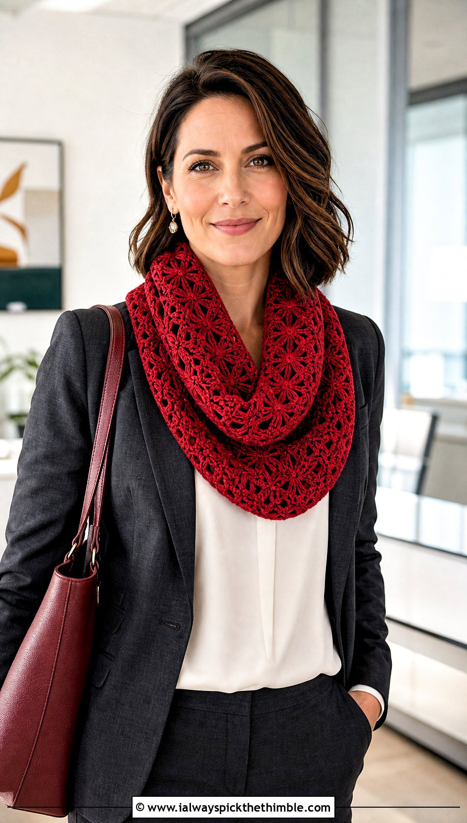 Bellflower Infinity Crochet Scarf With Pantsuit - 15 bellflower infinity crochet scarf outfit ideas