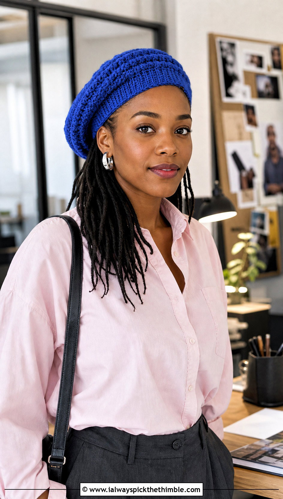 Beret Style Crochet Rasta Tam Hat With Wide Leg Trousers - 20 crochet rasta tam hat outfit ideas