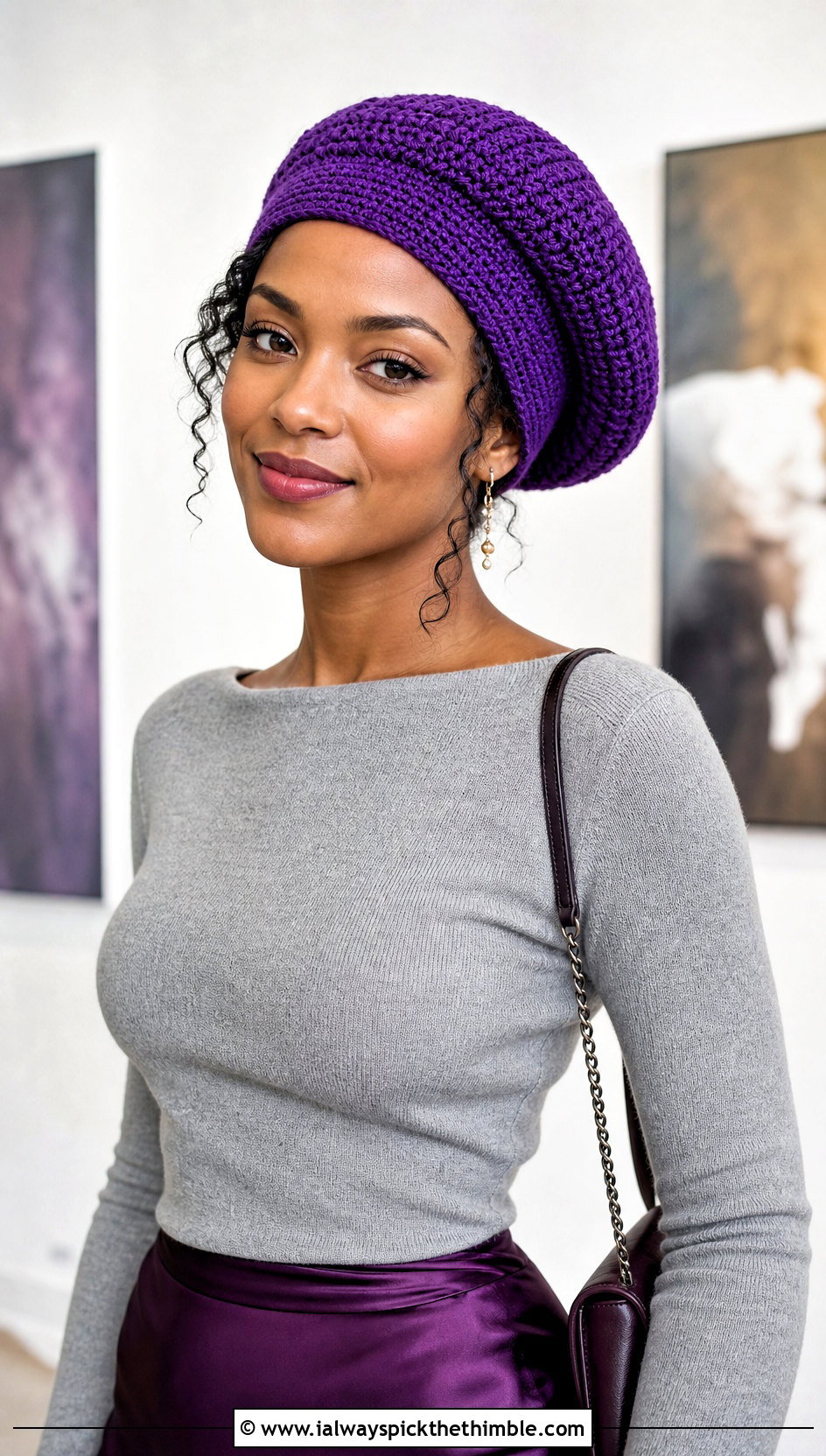 Beret Style Crochet Rasta Tam With Satin Midi Skirt And Slingbacks - 15 Crochet Bob Marley Hat outfit ideas
