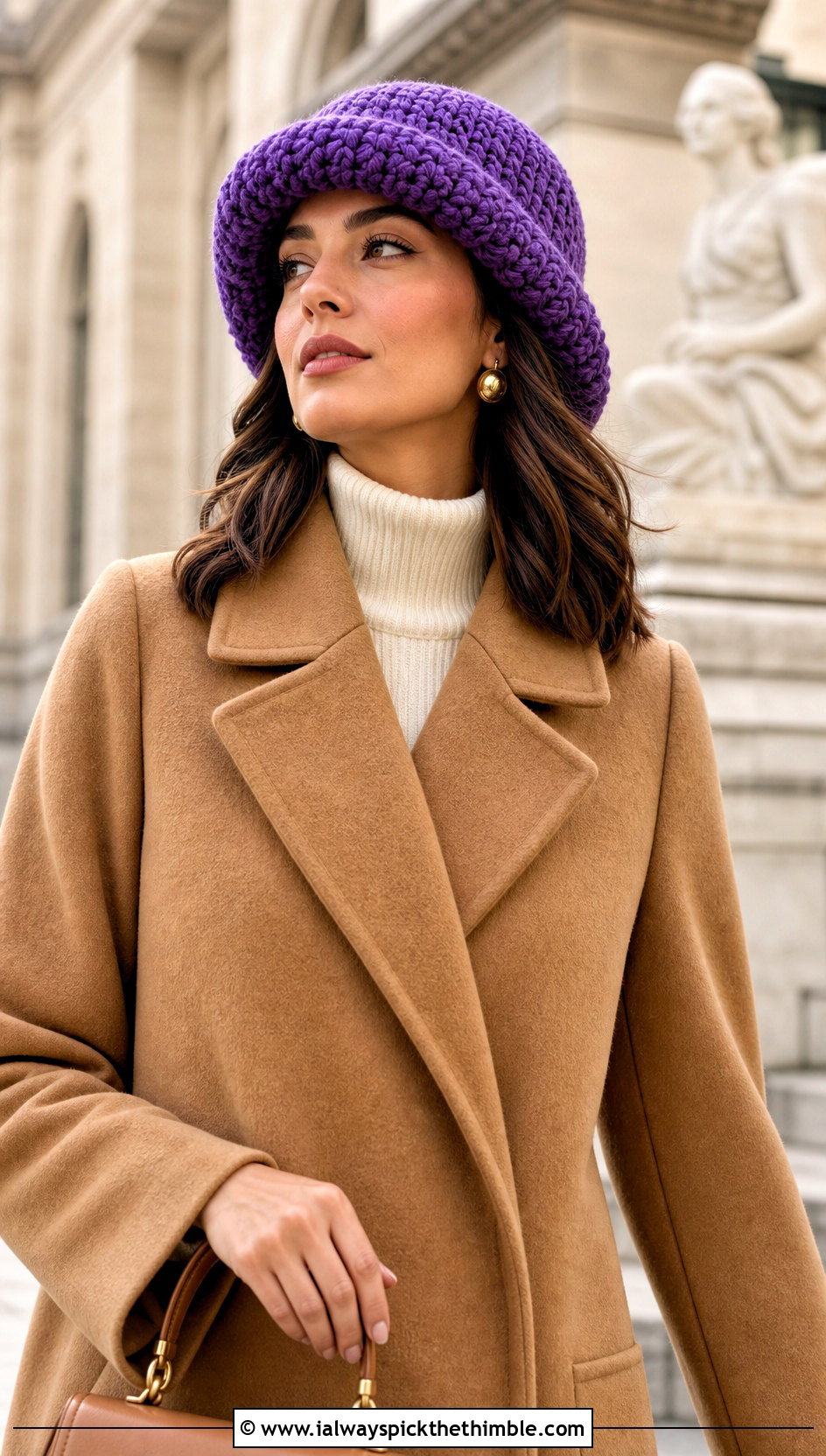 Bernat Blanket Yarn Cloche Hat With Wool Coat - 20 bernat blanket yarn crochet hat outfit ideas