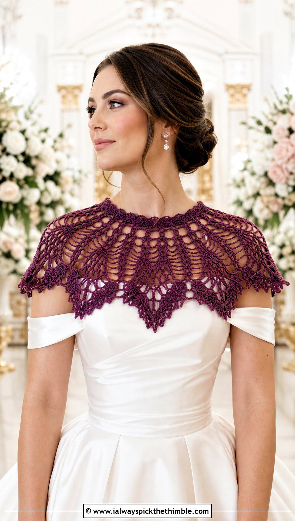 Bertha Crochet Collar With Off Shoulder Ball Gown - 15 Crochet Collar For Wedding Dress outfit ideas