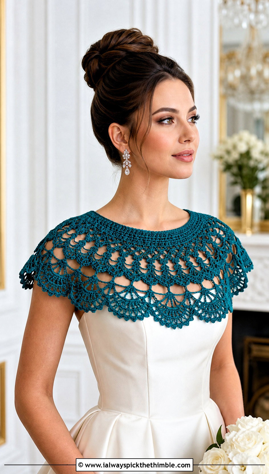 Bertha Crochet Collar With Strapless Ball Gown - 15 crochet collar for wedding dress diy outfit ideas