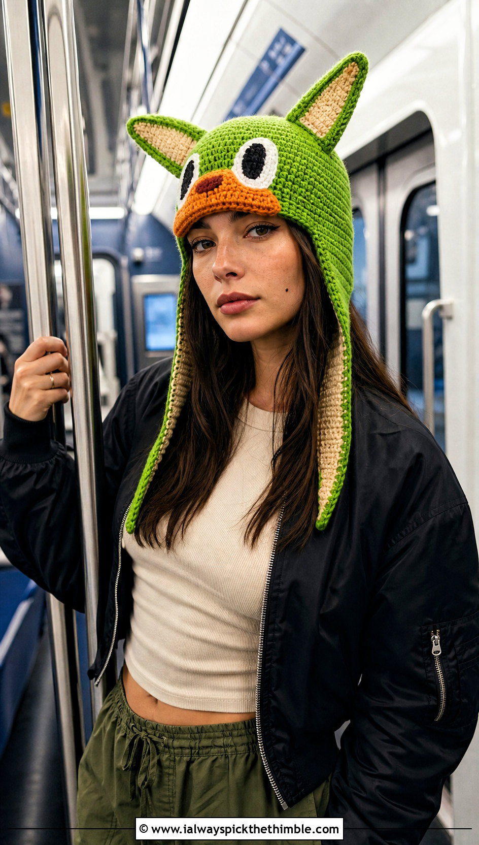 Bingo Crochet Aviator Hat With Bomber Jacket - 20 bingo crochet hat outfit ideas