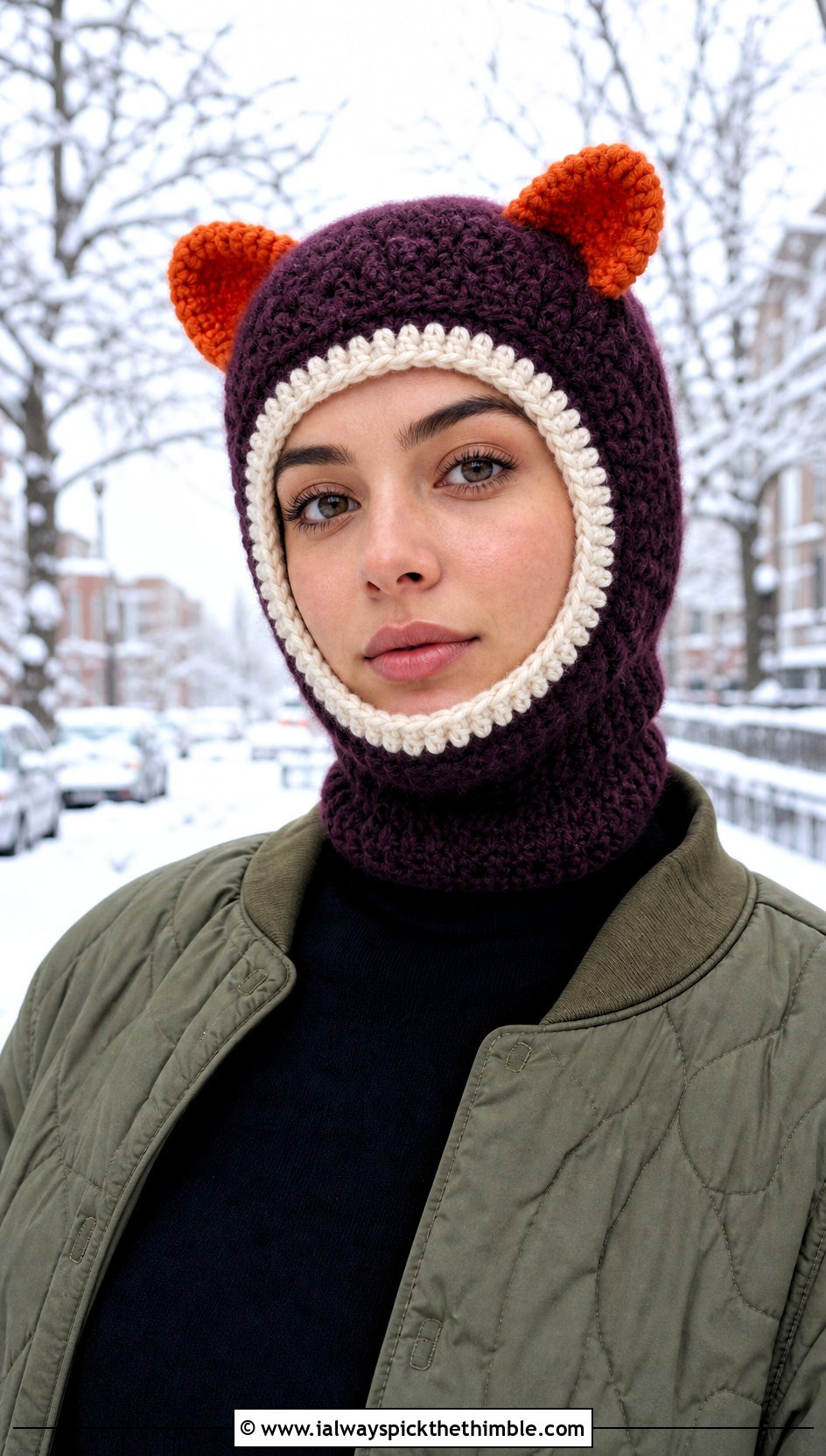 Bingo Crochet Balaclava Hat With Quilted Jacket - 20 bingo crochet hat outfit ideas