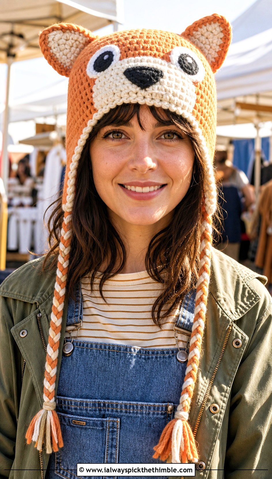 Bingo Crochet Earflap Hat With Denim Overalls - 20 bingo crochet hat outfit ideas