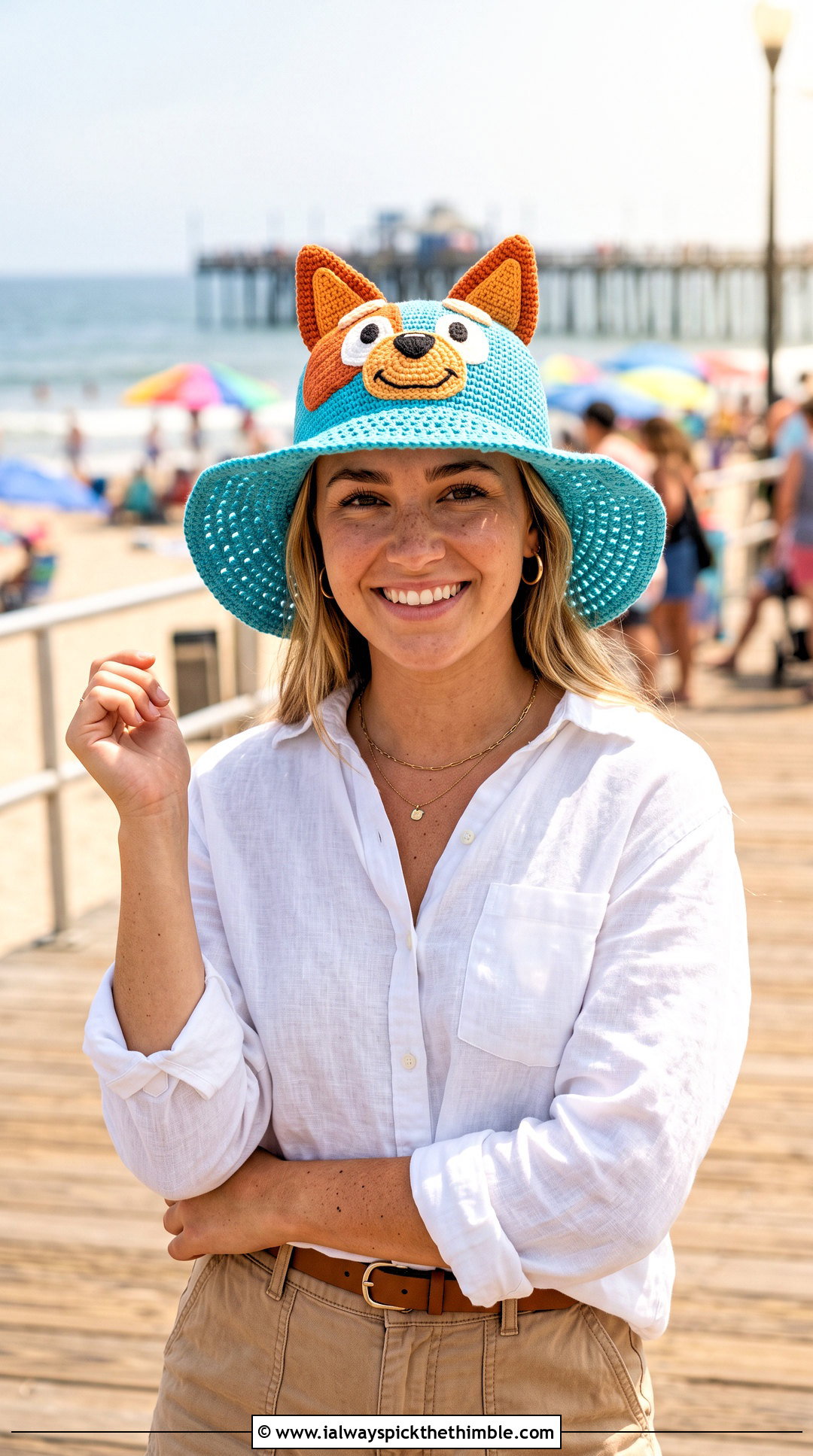 Bingo Crochet Sun Hat With Linen Shirt And Shorts - 20 bingo crochet hat outfit ideas