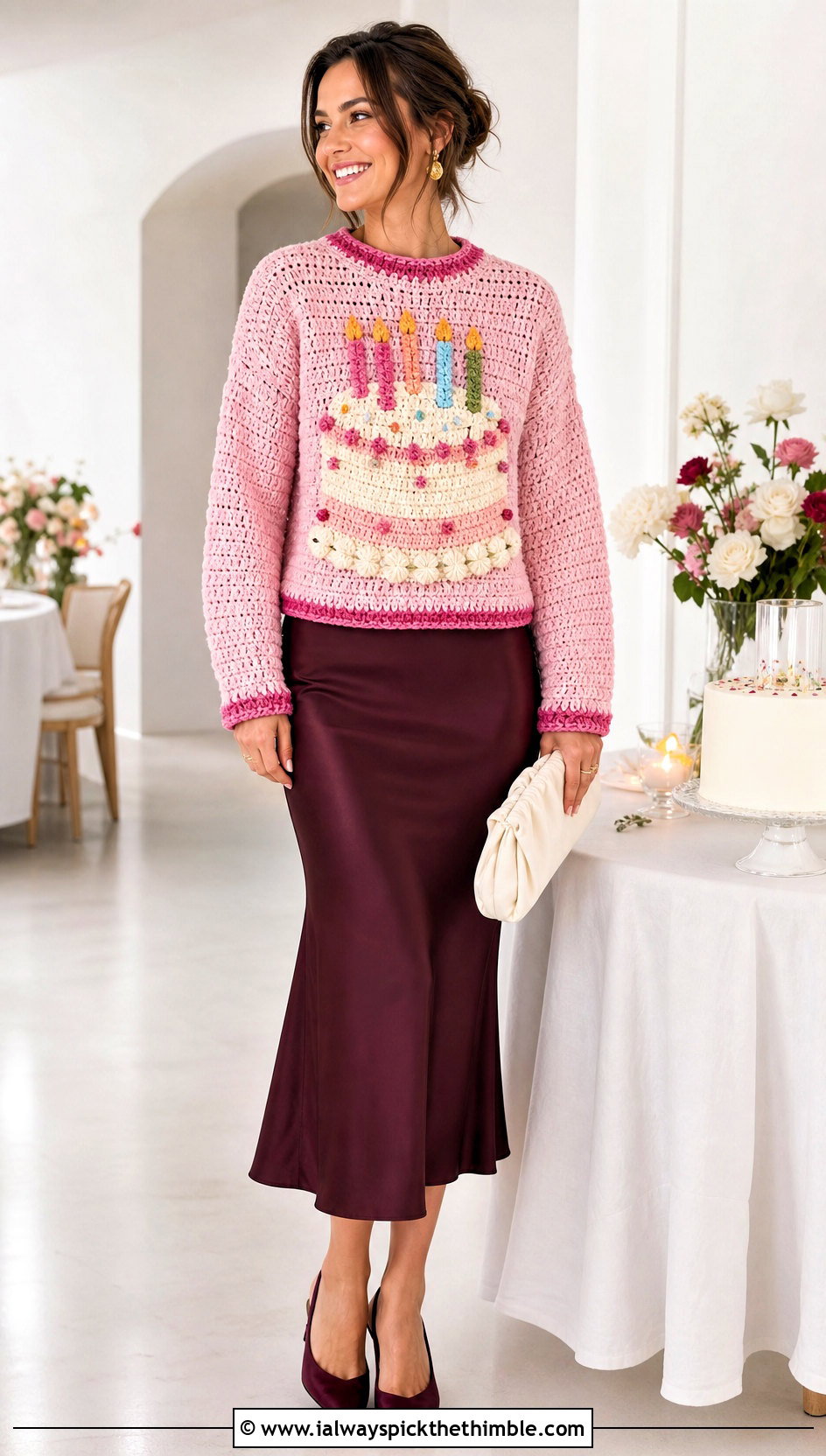 Birthday Cake Crochet Mable Pines Sweater With Satin Skirt - 15 Crochet Mable Pines Sweater outfit ideas
