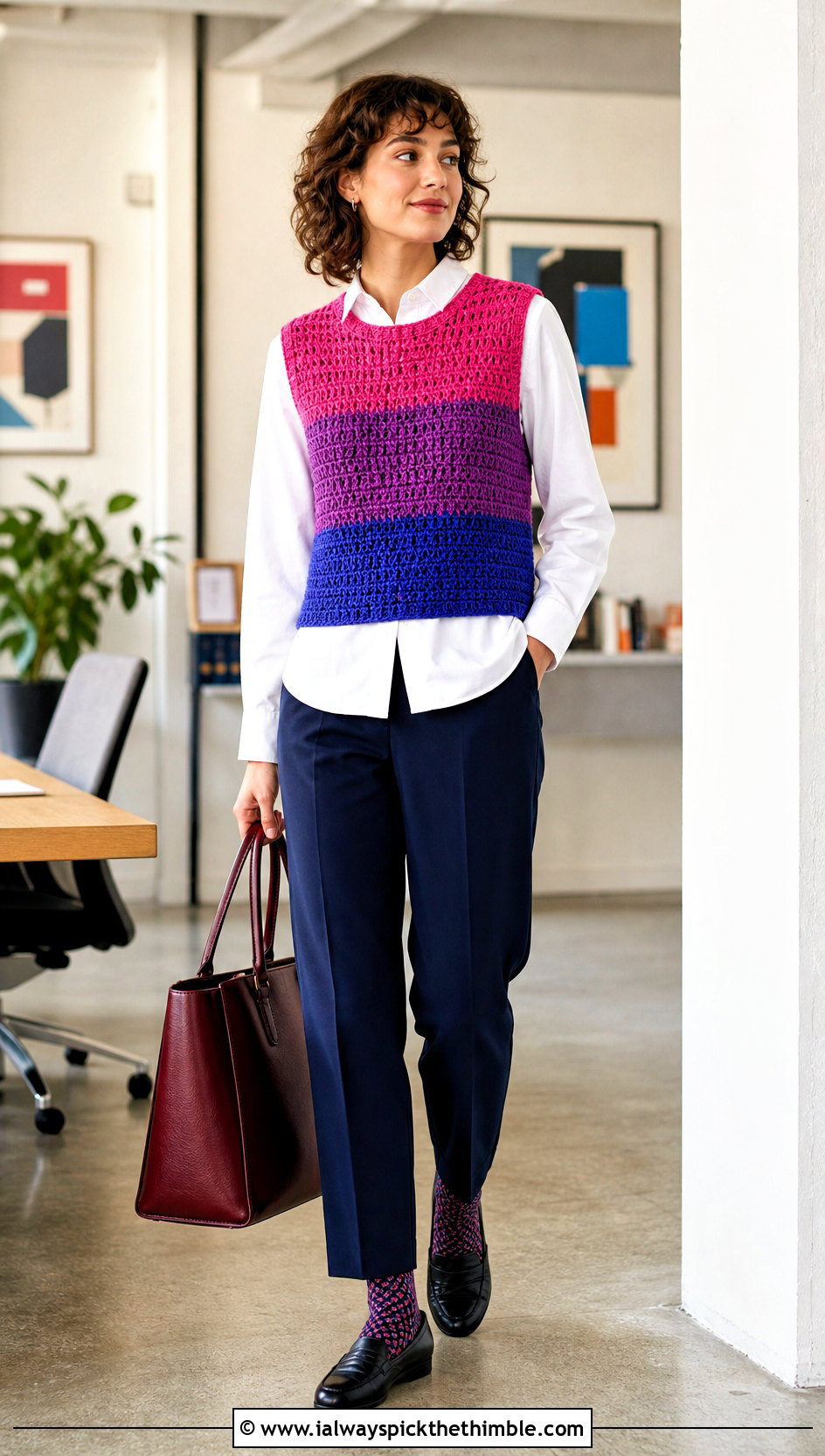 Bisexual Crochet Sweater Vest With Button Down Shirt - 20 bisexual crochet top outfit ideas