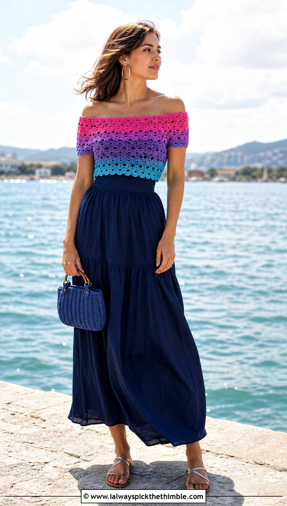 Bisexual Off Shoulder Crochet Top With Maxi Skirt - 20 bisexual crochet top outfit ideas