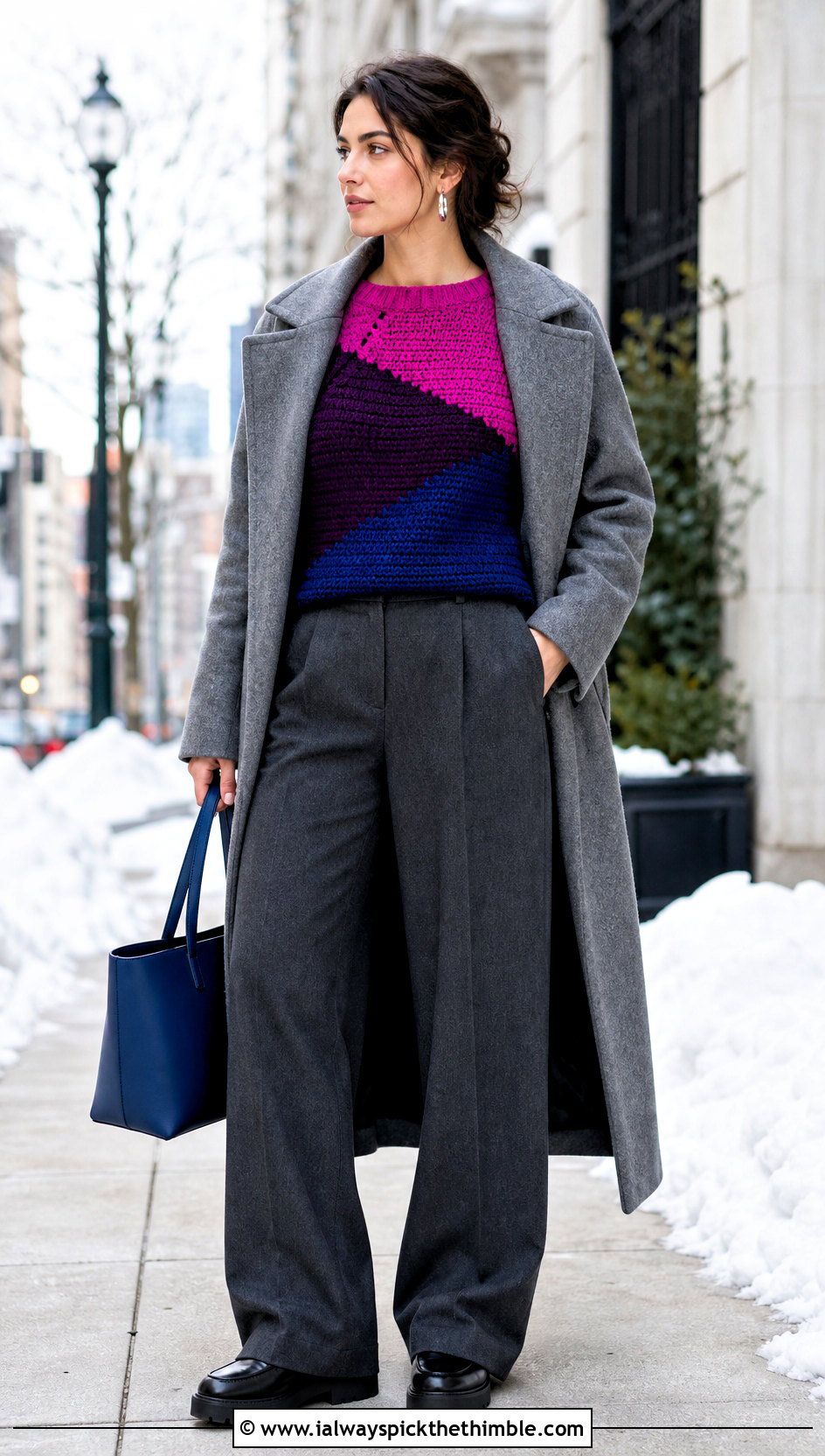 Bisexual Raglan Crochet Sweater Top With Wool Trousers - 20 bisexual crochet top outfit ideas
