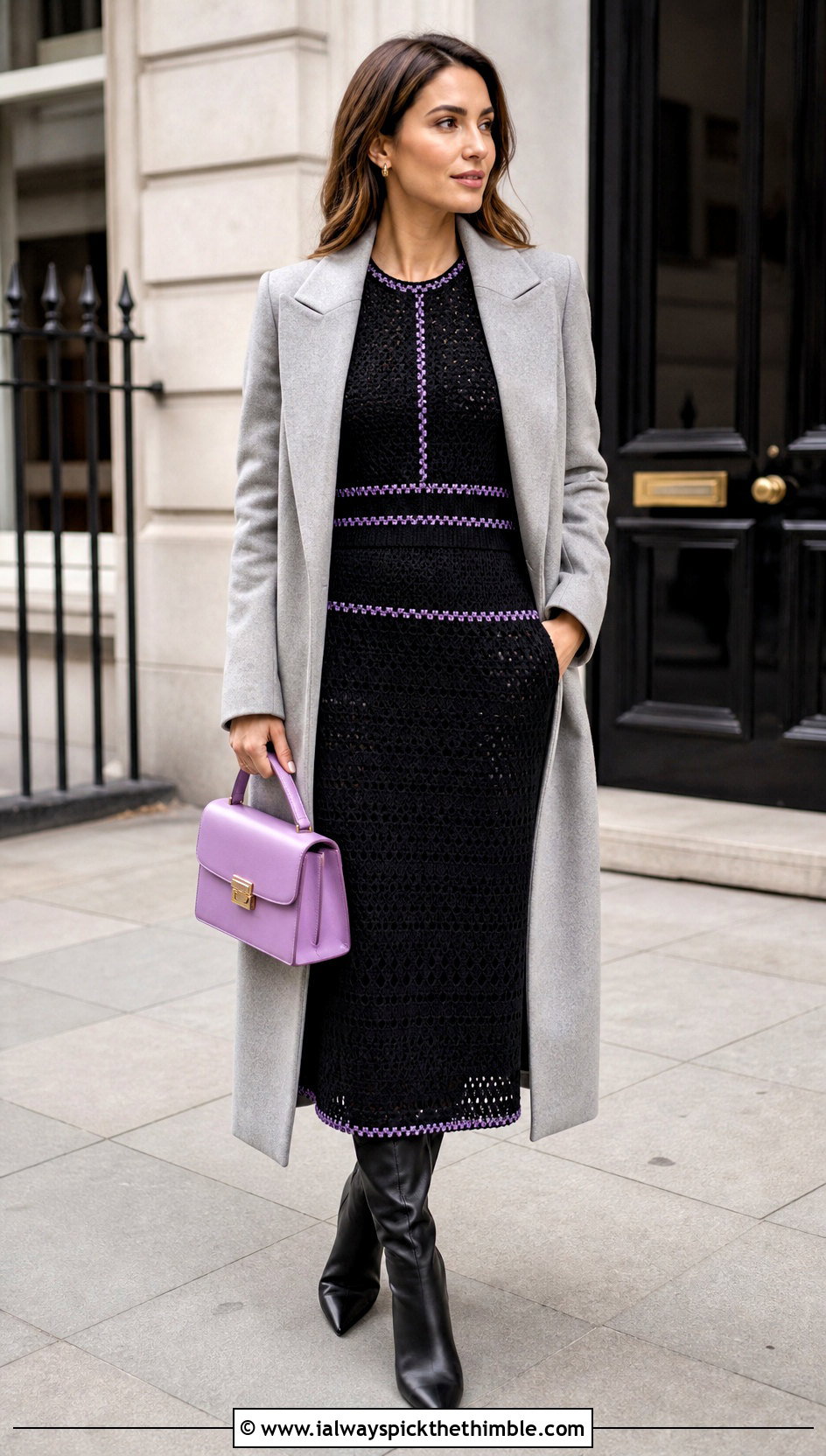 Black Crochet Top And Skirt Set With Tailored Coat - 20 black crochet clothes and outfit ideas
