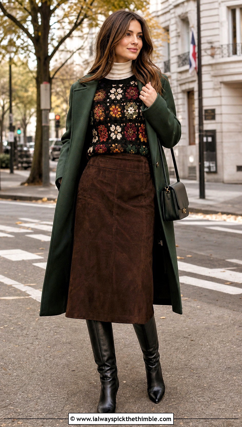 Black Floral Crochet Sweater Top With Layered Fall Outfit - 15 black crochet top with flowers outfit ideas