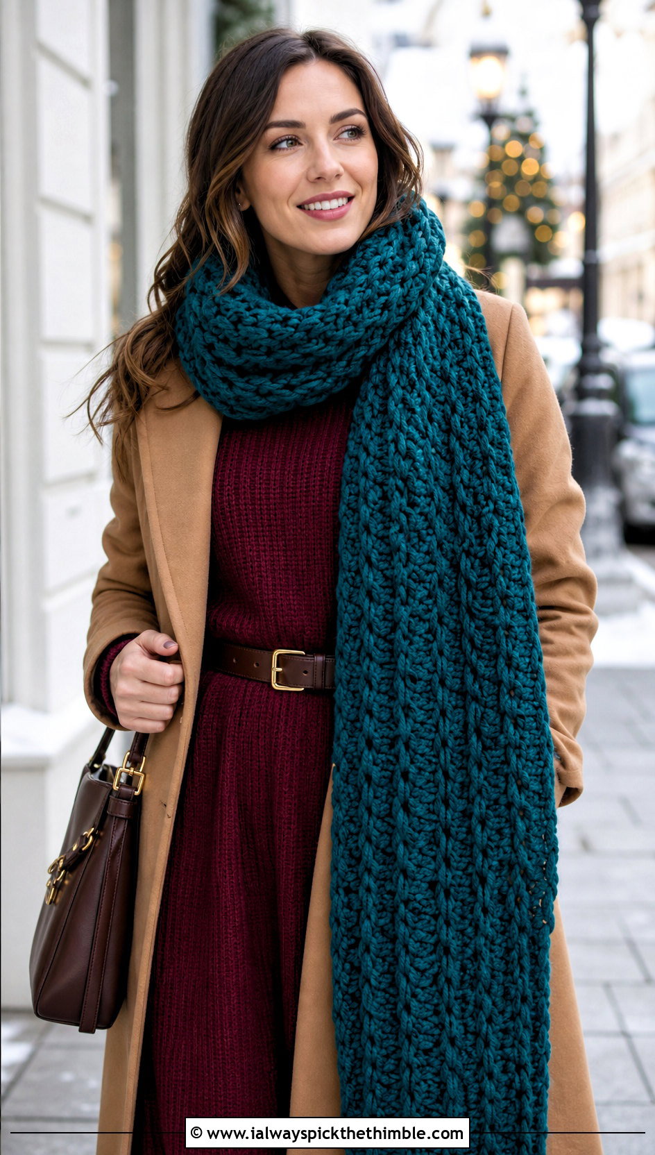 Blanket Super Chunky Crochet Scarf With Sweater Dress - 20 Super Chunky Crochet Scarf outfit ideas