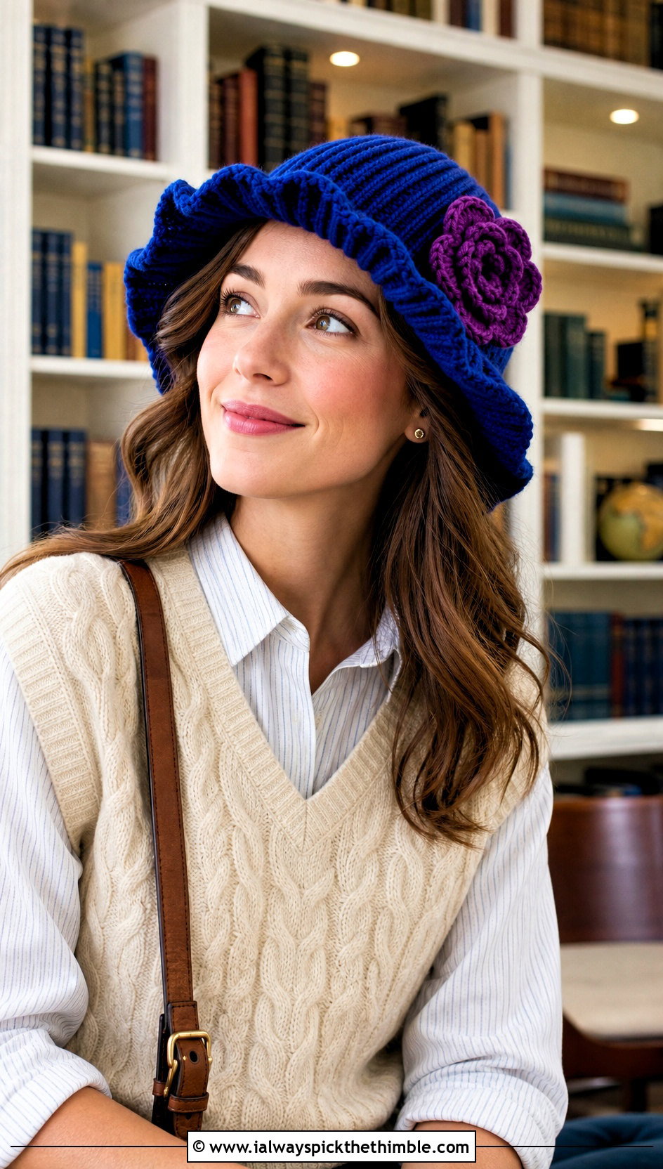 Blue Ridge Brim Flower Hat With Sweater Vest - 15 Blue Crocheted Hat With Flower outfit ideas