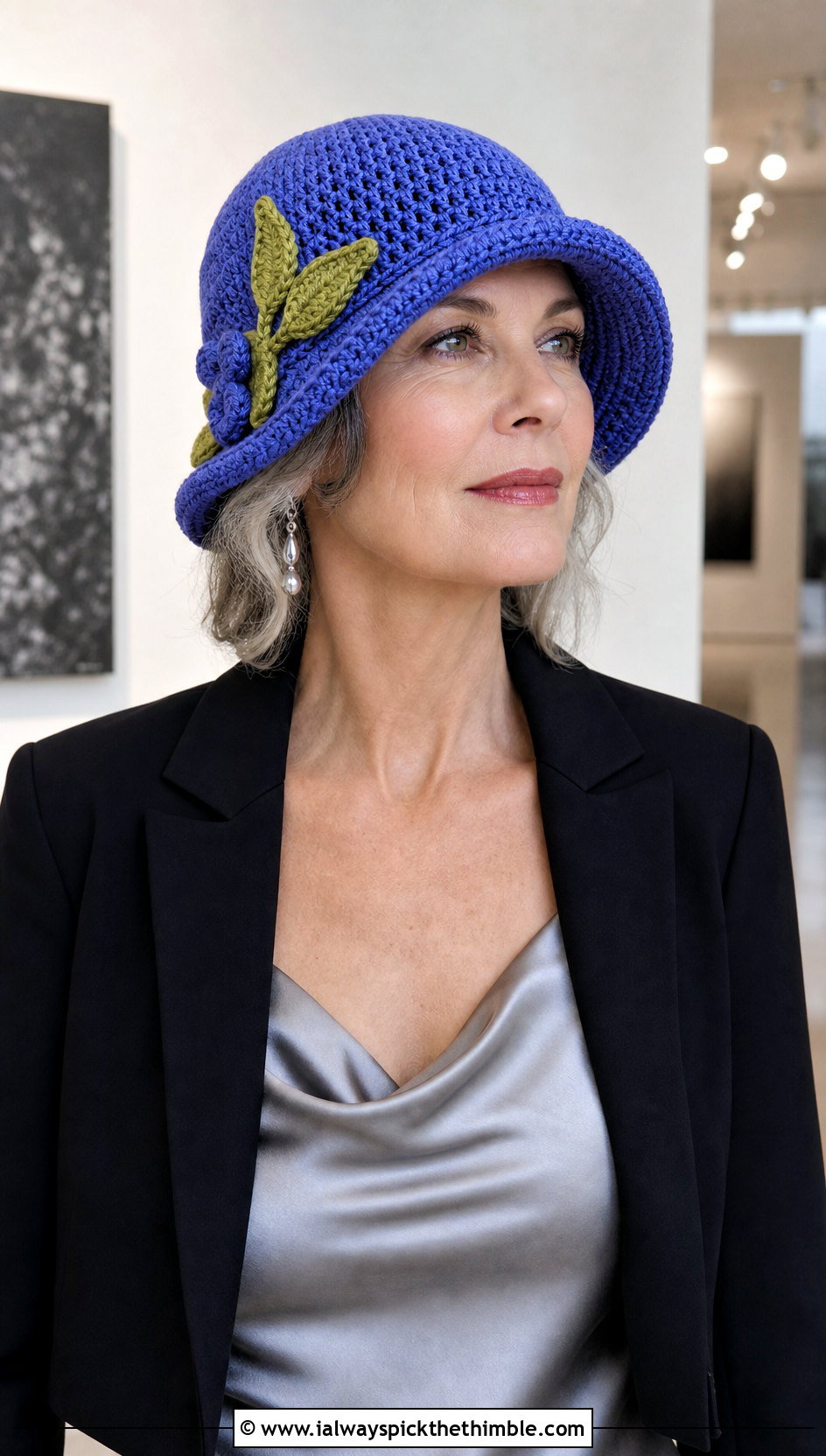 Blueberry Crochet Cloche Hat With Slip Dress And Blazer - 25 blueberry crochet hat outfit ideas
