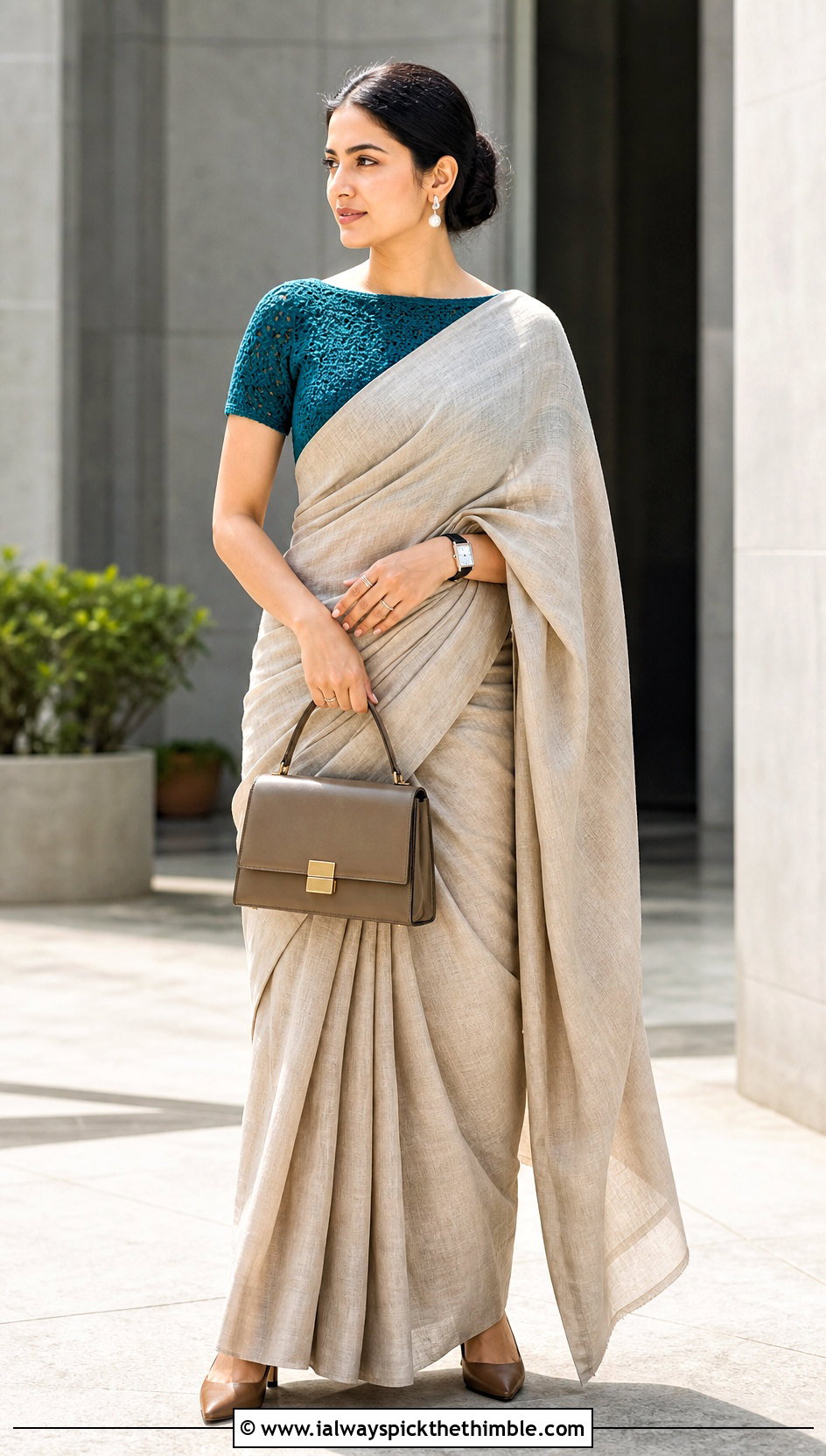 Boat Neck Crochet Blouse With Linen Saree - 25 Crochet Blouse For Saree outfit ideas