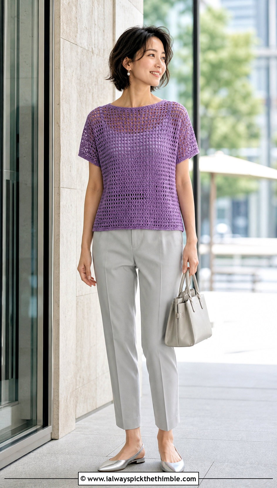 Boat Neck Crochet Tee With Cigarette Pants - 25 crochet tee shirt outfit ideas