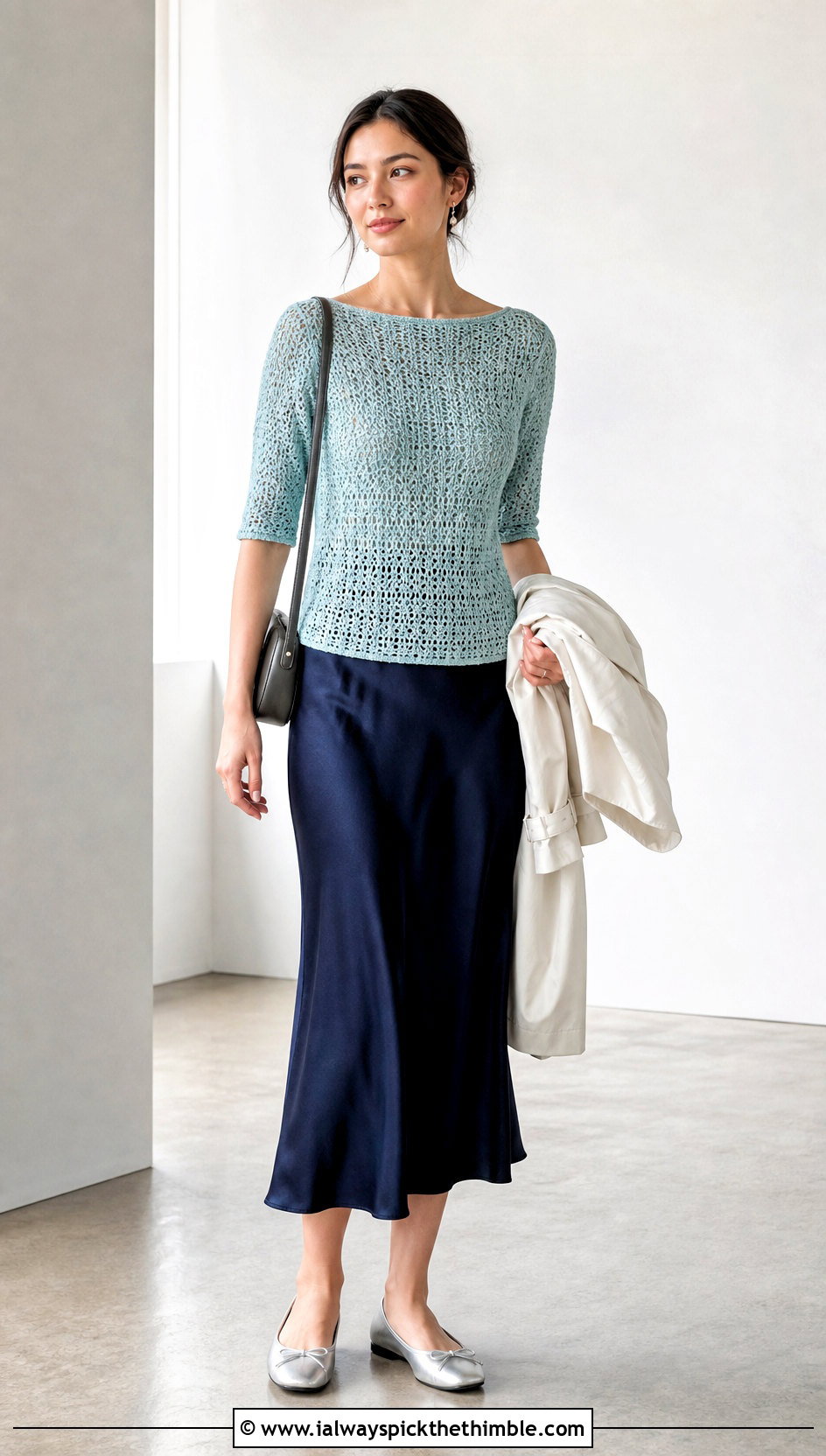 Boat Neck Crochet Top With Slip Skirt - 20 form crochet top outfit ideas
