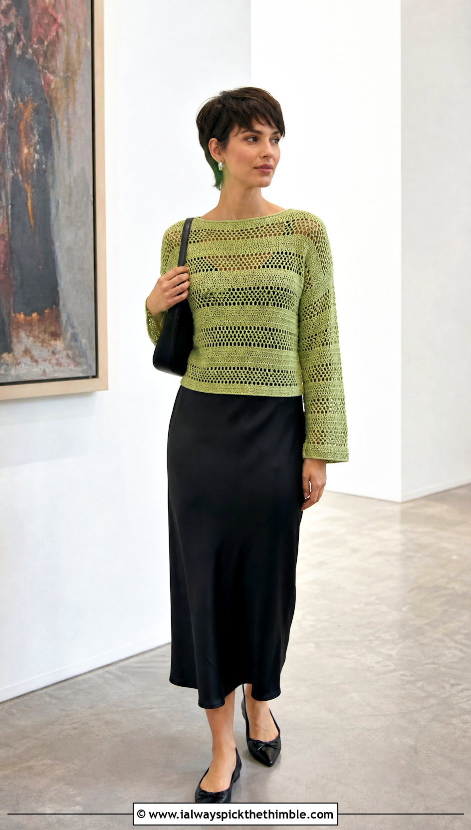 Boat Neck Pixie Crochet Sweater With Slip Dress - 20 Pixie Crochet Sweater outfit ideas