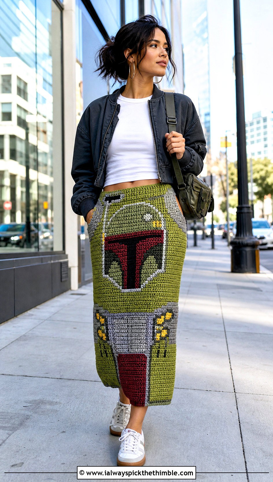 Boba Fett Tapestry Crochet Skirt With Bomber Jacket - 20 Star Wars Crochet Clothes and outfit ideas
