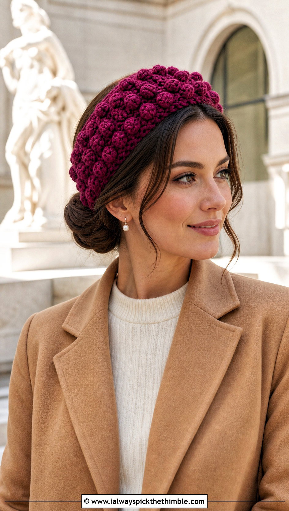 Bobble Crochet Headband With Old Money Outfit - 20 crochet fall headband outfit ideas