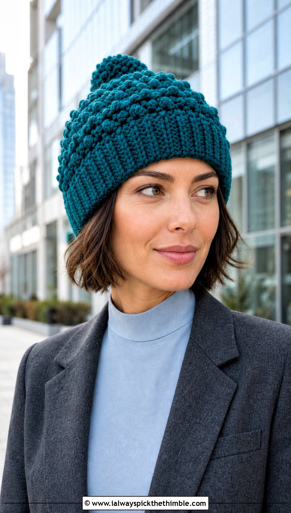 Bobble Stitch Bert Crochet Hat With Tailored Trousers - 15 Bert Crochet Hat outfit ideas